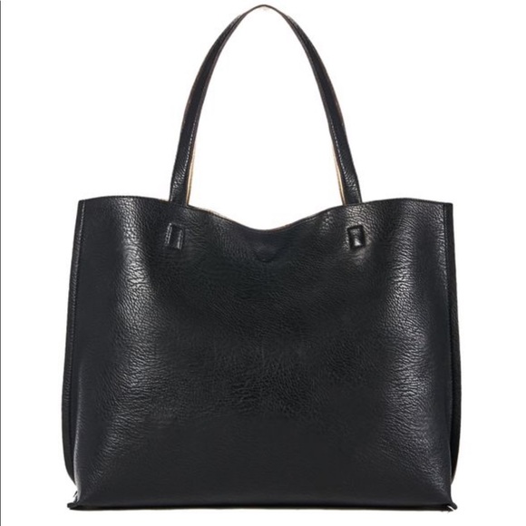 JustFab MONTAGE reversible black/gold tote - Picture 2 of 13